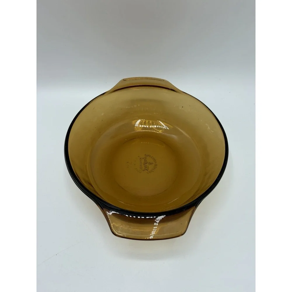 Vintage Anchor Hocking Fire King #436‎ 1QT Baking Dish Glass Round Amber Brown